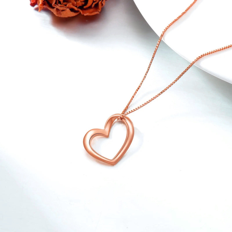 Collier pendentif cœur en or rose 10 carats-2