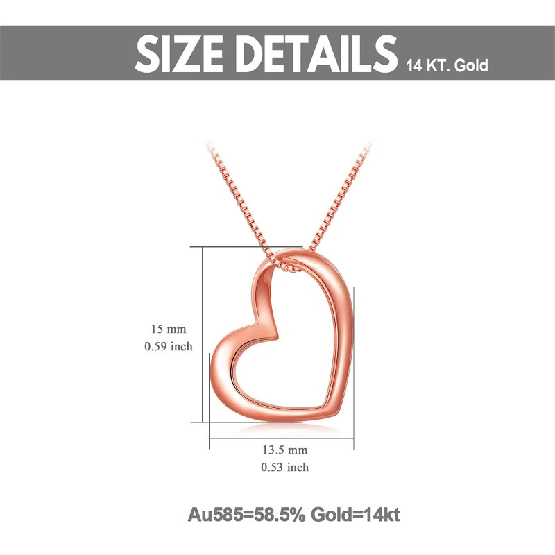 Collier pendentif cœur en or rose 10 carats-3