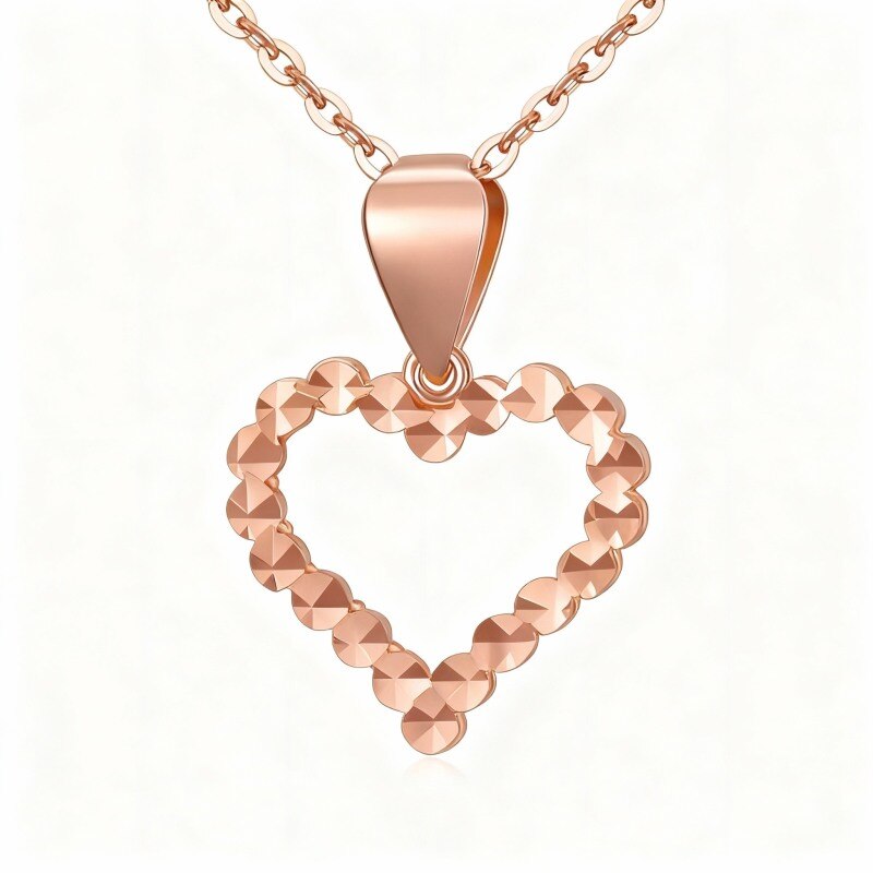 Collar con colgante de corazón de oro rosa de 10 quilates-1
