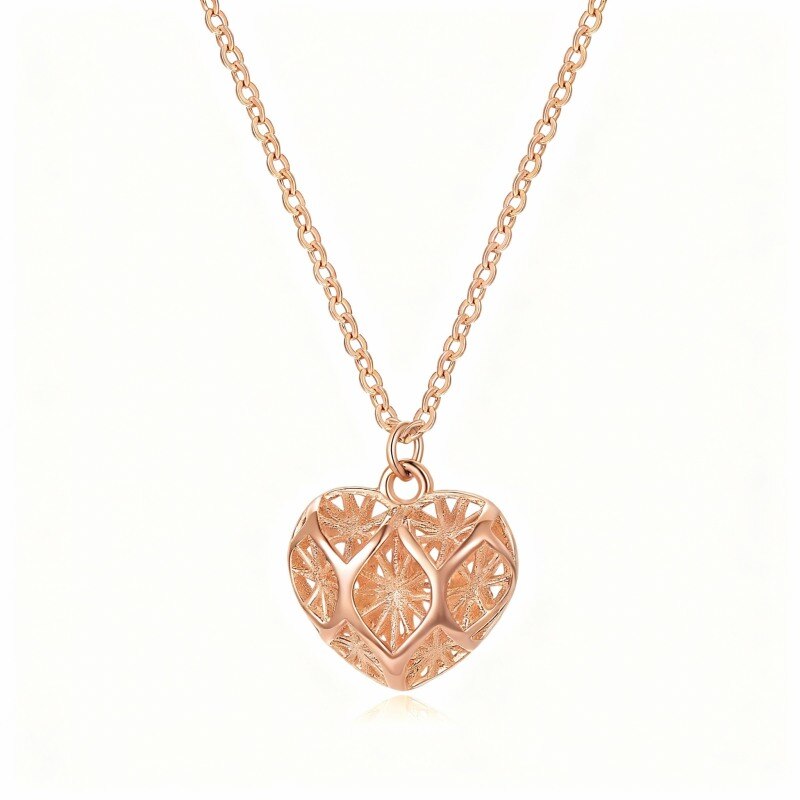 14K Rose Gold Heart Pendant Necklace-1