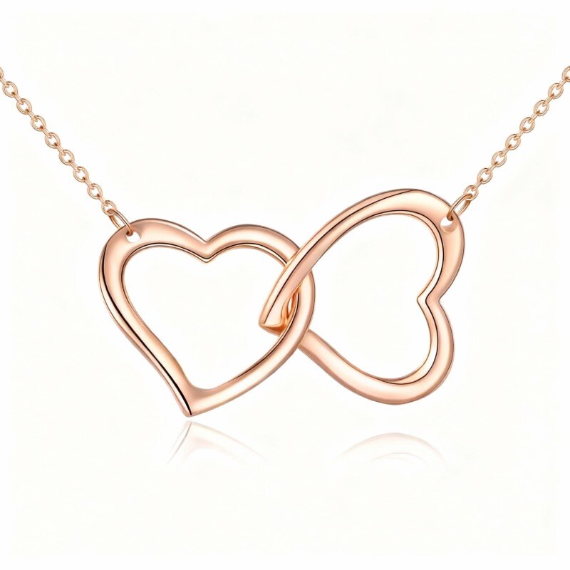 Collar con colgante de corazón de oro rosa de 10 quilates-1