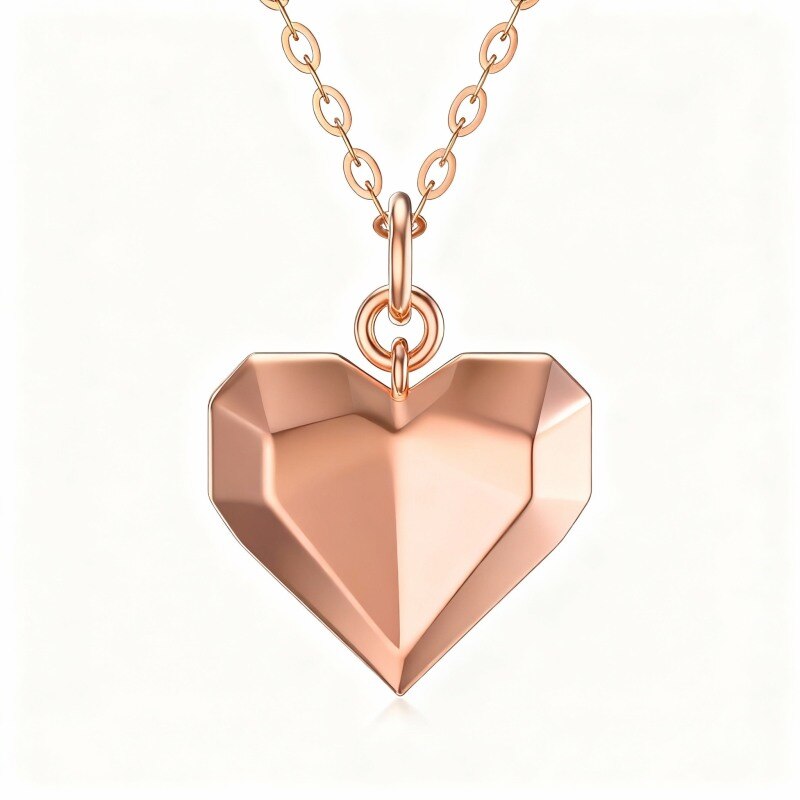 Collar con colgante de corazón de oro rosa de 14 quilates-1