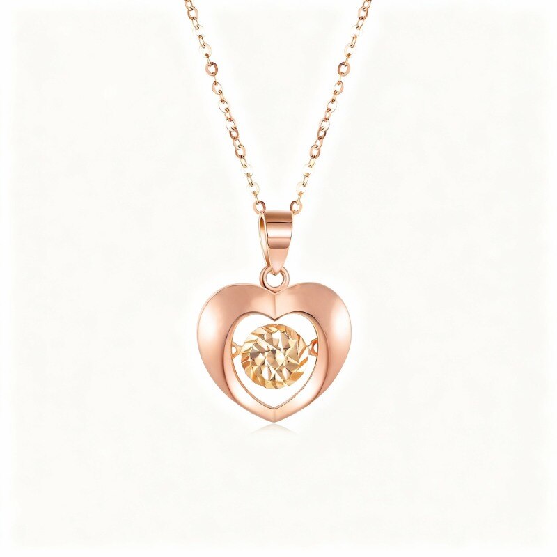 Collier pendentif cœur en or rose 10 carats-1