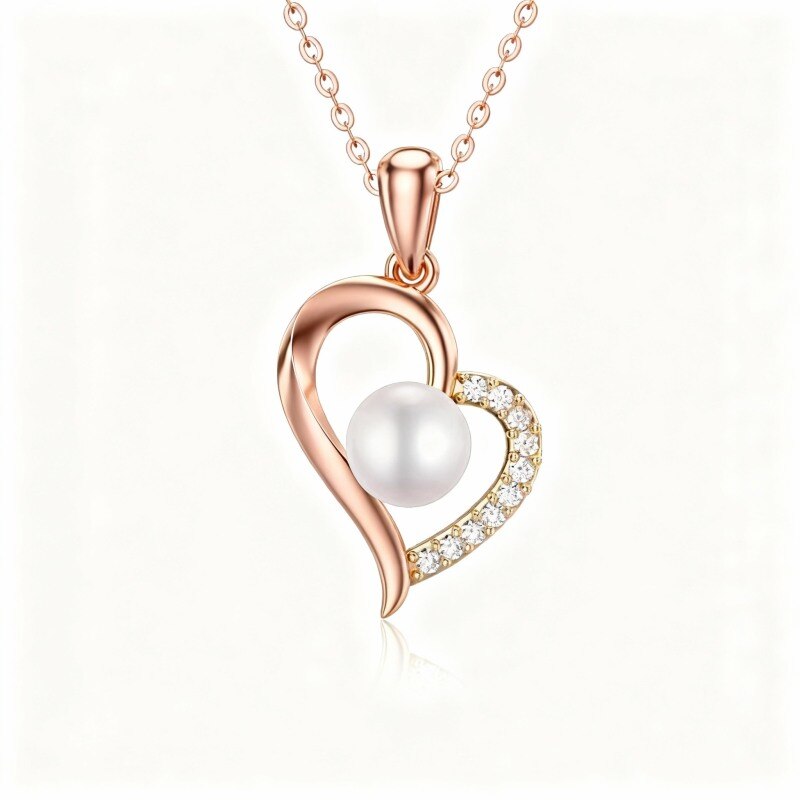Collar con colgante de corazón de oro rosa de 18 quilates-1