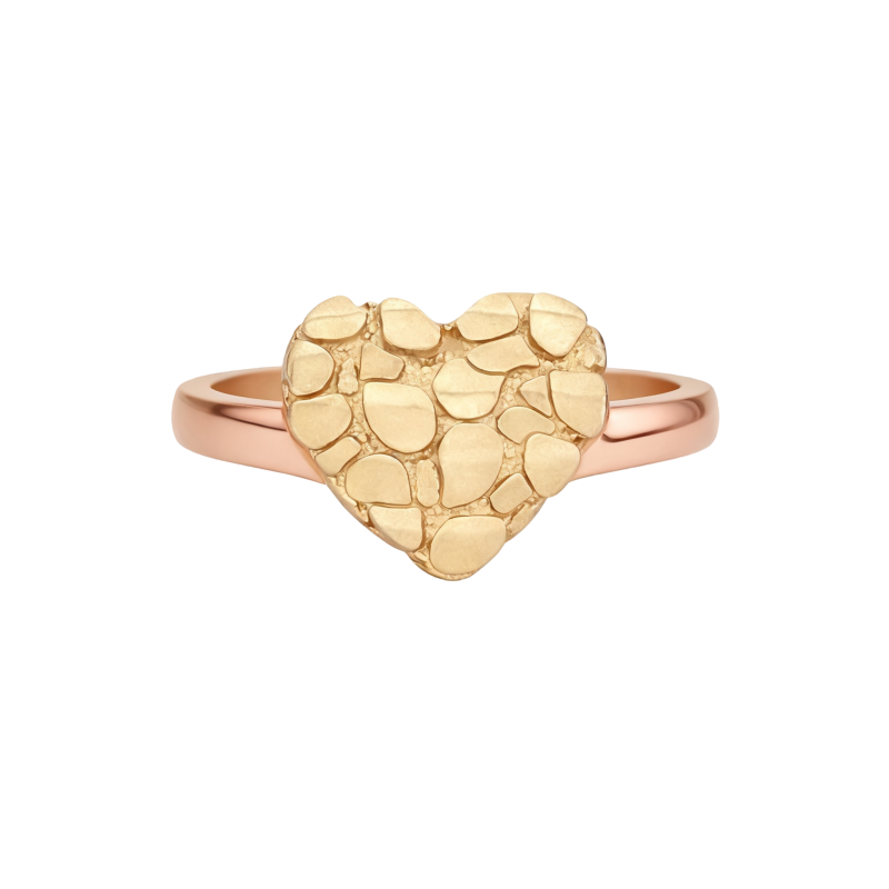 Anillo de corazón de oro rosa de 10 quilates-1