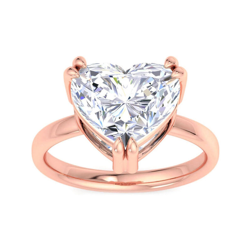 Anillo de oro rosa de 10 quilates con diamante de laboratorio en forma de corazón, grabado personalizado y diamante de color G-H, certificado 3EX por IGI.-6