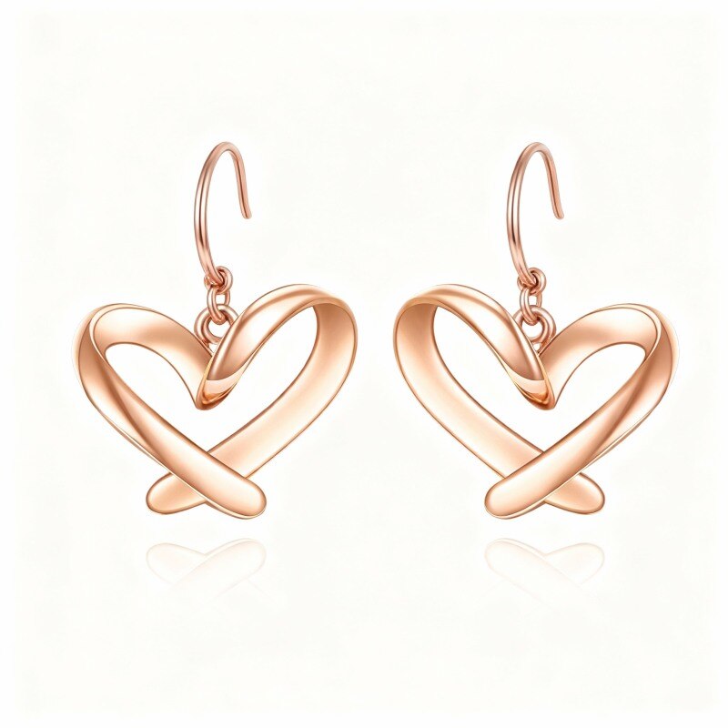 10K Rose Gold Heart Stud Earrings-1