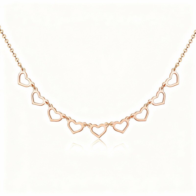 Gargantilla de oro rosa de 10 quilates con forma de corazón y corazón-1
