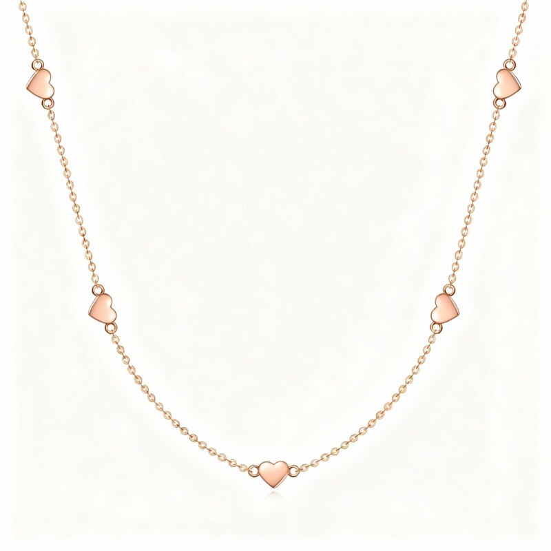 Collar con colgante de corazón en oro rosa de 18 quilates-1
