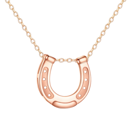 Hangerketting in de vorm van een hoefijzer van 10 karaats roségoud.