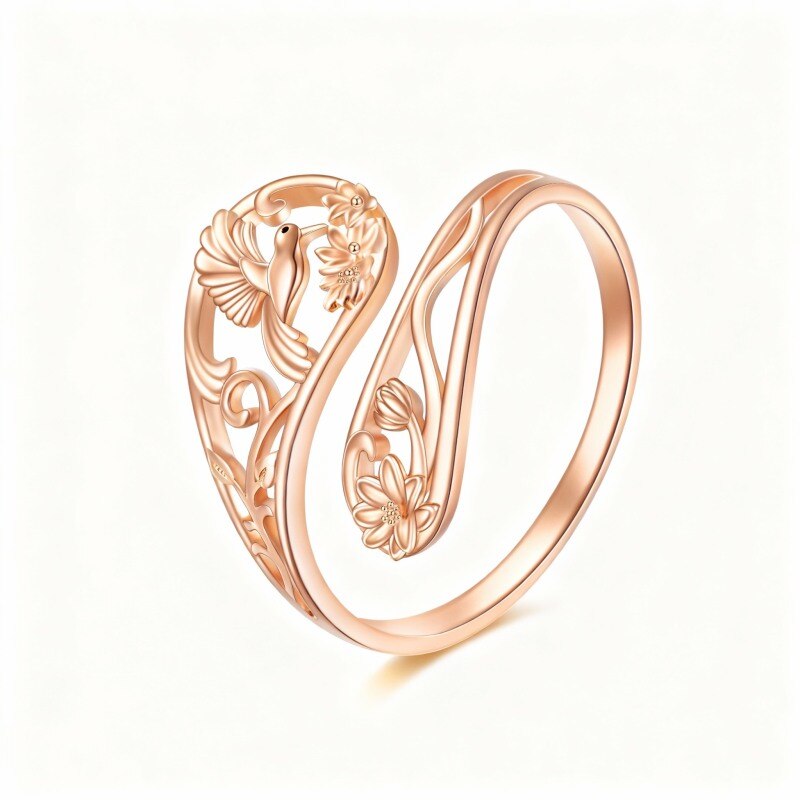 14K Rose Gold Hummingbird Open Ring-1
