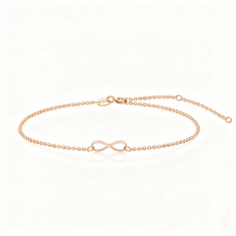 Pulsera con dije de símbolo de infinito en oro rosa de 14 quilates-1