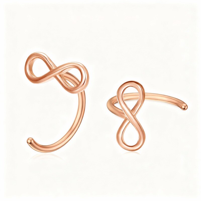 Pendientes colgantes con el símbolo del infinito en oro rosa de 10 quilates-1