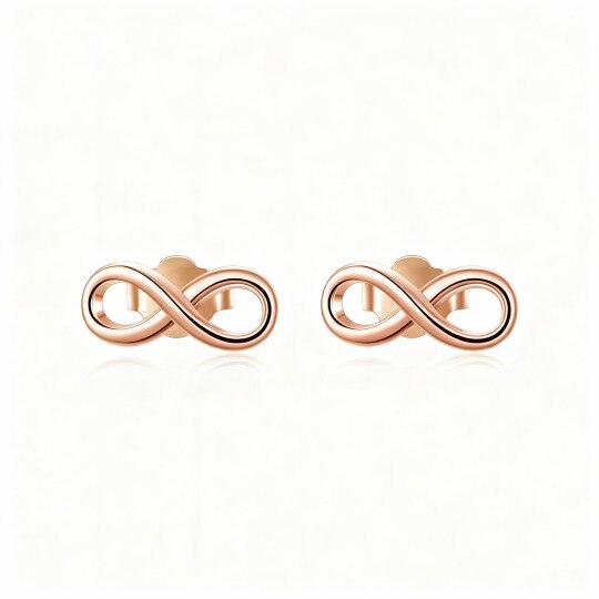 10K Rose Gold Infinity Symbol Stud Earrings
