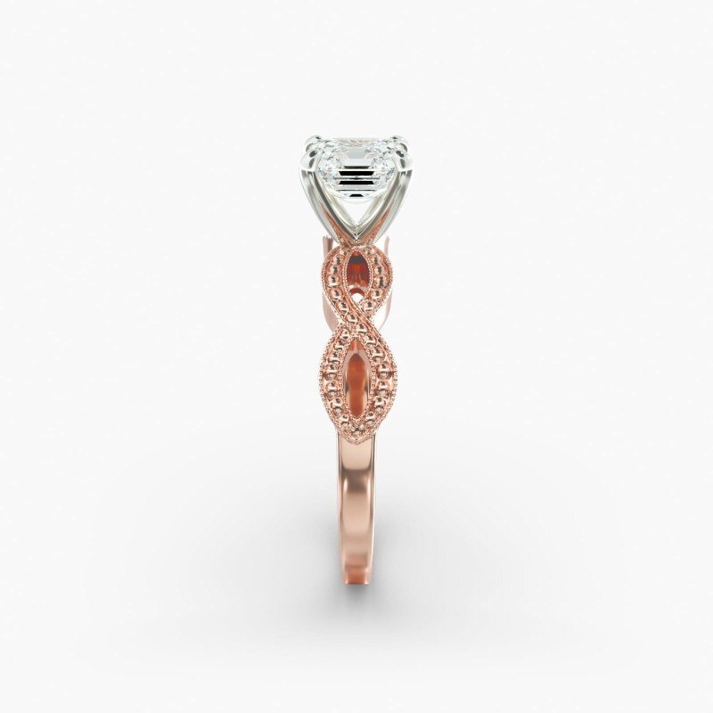 10K Rose Gold Infinity Vintage-Style Lab Diamond Engagement Ring-5