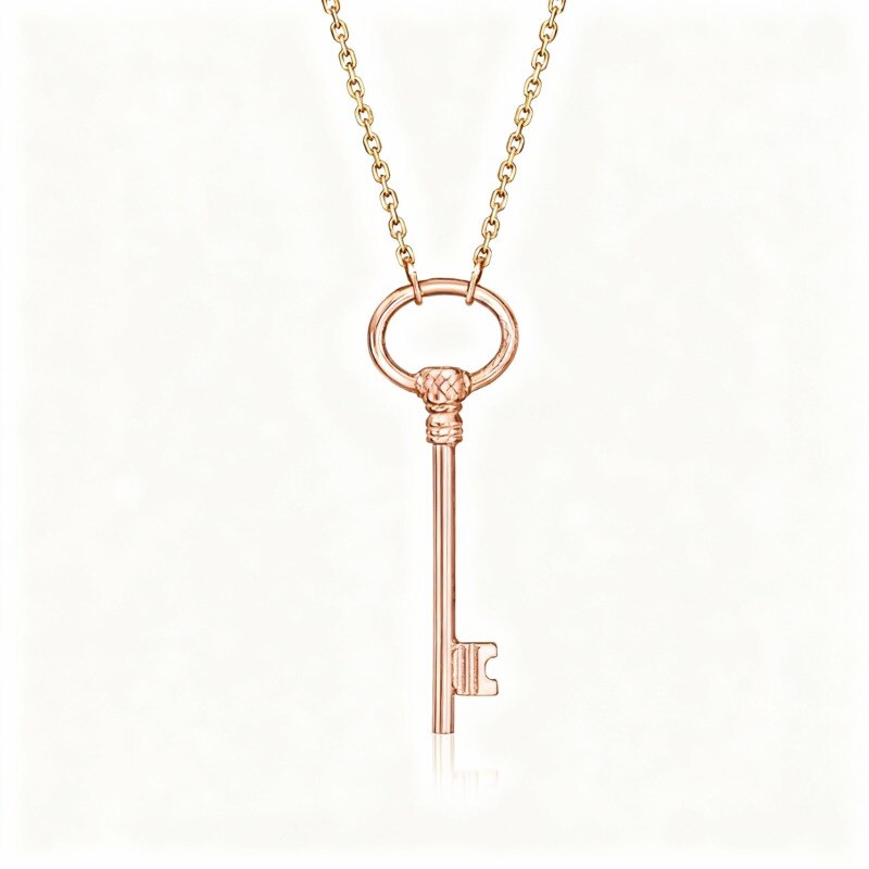 10K Rose Gold Key Pendant Necklace-1