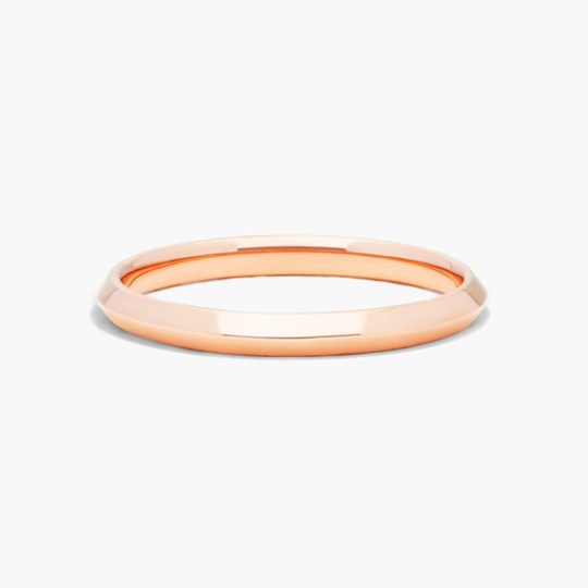 Fede nuziale in oro rosa 10K con bordo a coltello da 2 mm