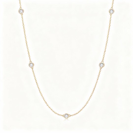 10K Rose Gold Lab Created Diamond Cable Chain Necklace