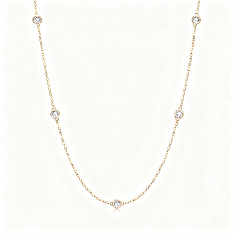 10K Rose Gold Lab Created Diamond Cable Chain Necklace-1