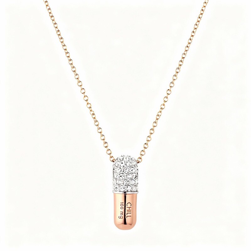 Maßgefertigte Halskette mit Anhänger aus 18-karätigem Roségold und im Labor hergestellten Diamanten.-1