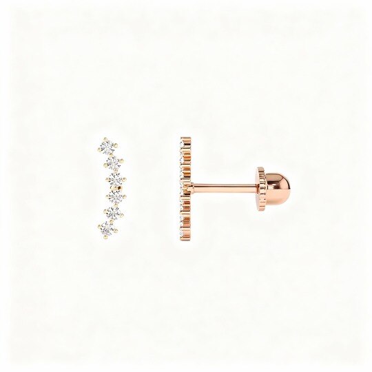 10K Rose Gold Lab Created Diamond Sisters Stud Earrings