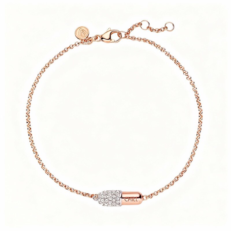 Stethoskop-Anhänger-Armband aus 10-karätigem Roségold mit im Labor hergestellten Diamanten-1