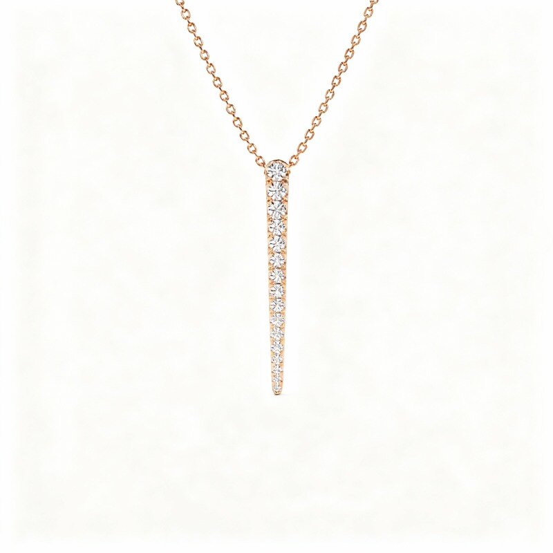 10K Rose Gold Laboratory Diamonds Bar Necklace-1