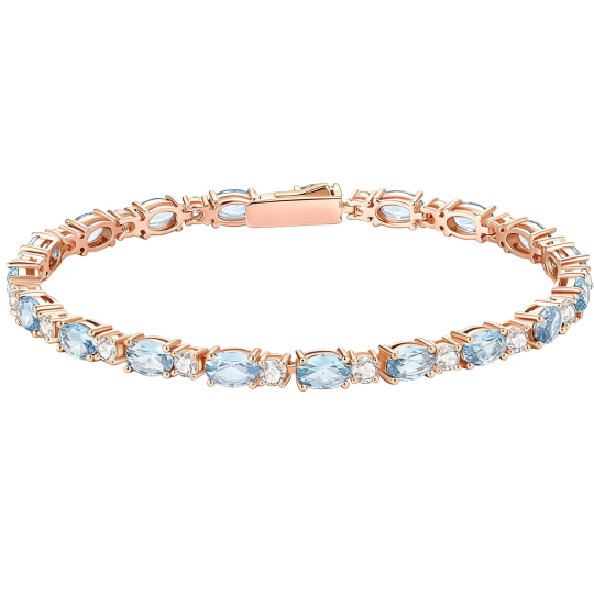 10K Rose Gold Laboratory Diamonds & Birthstone Personalized Birthstone Tennis Bracelet
