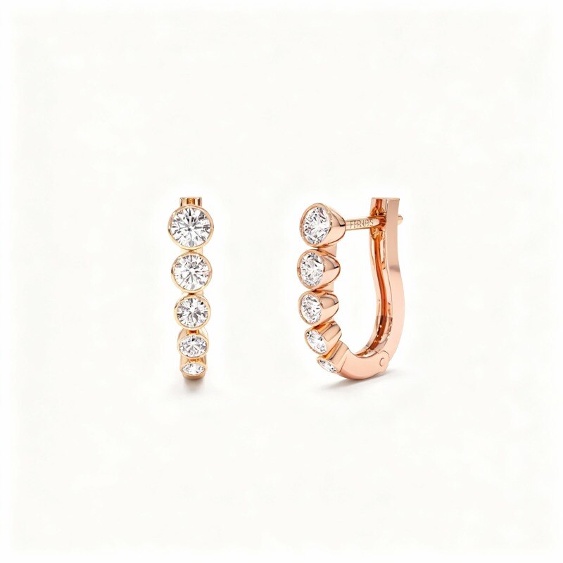 10K Rose Gold Laboratory Diamonds Circle Hoop Earrings-1