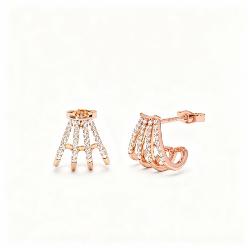 10K Rose Gold Laboratory Diamonds Circle Stud Earrings-1