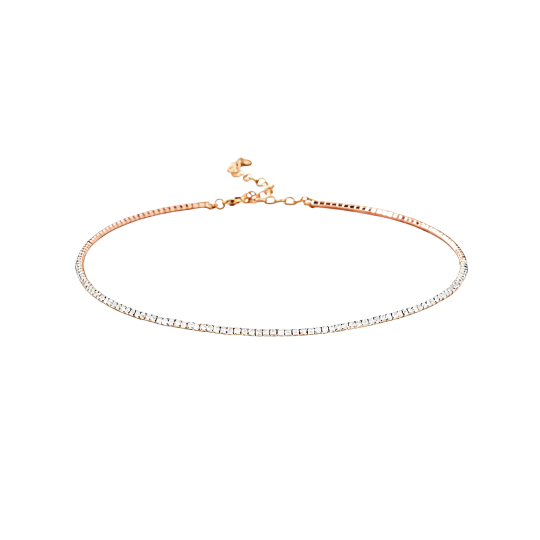 Collier ras-de-cou en or rose 10 carats et diamants de laboratoire
