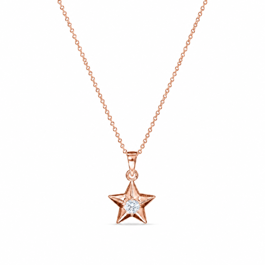 10K Rose Gold Laboratory Diamonds Star Pendant Necklace