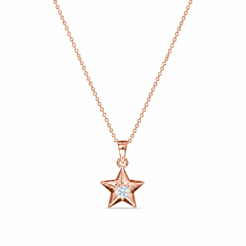 10K Rose Gold Laboratory Diamonds Star Pendant Necklace-1