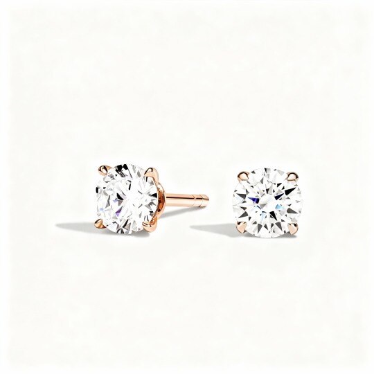 14K Rose Gold Laboratory Diamonds Stud Earrings