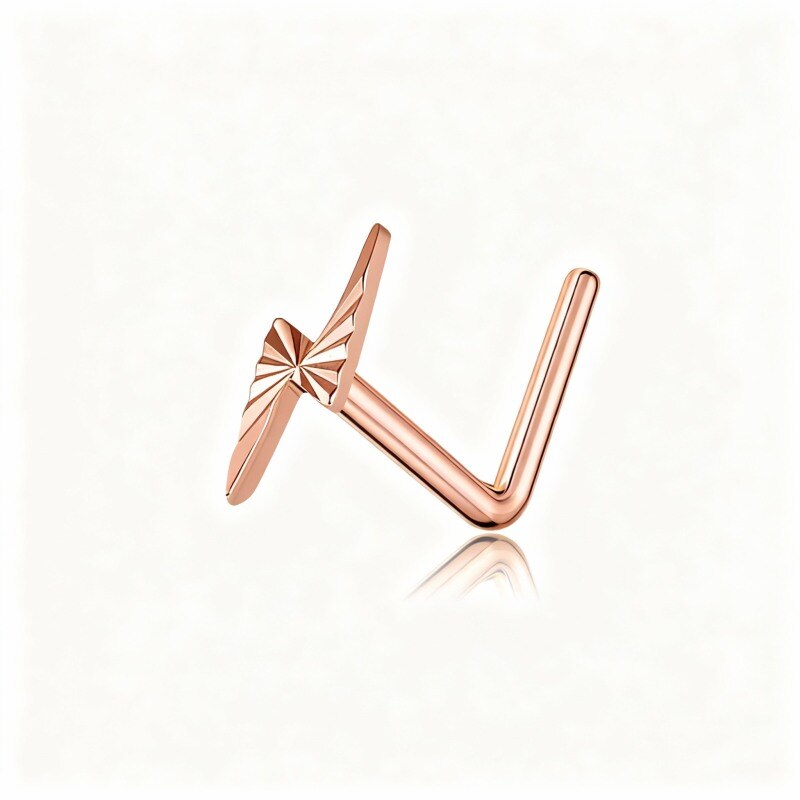 18K Rose Gold Lightning Nose Ring-1