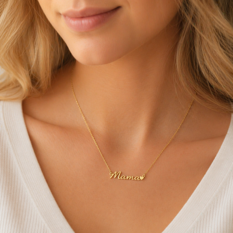 10K Rose Gold Mama & Heart Pendant Necklace-2