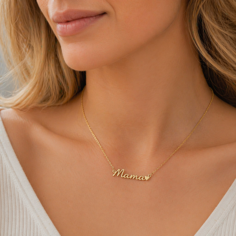 10K Rose Gold Mama & Heart Pendant Necklace-3