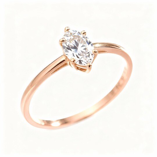 Anillo de compromiso de oro rosa de 10 quilates con corte marquesa