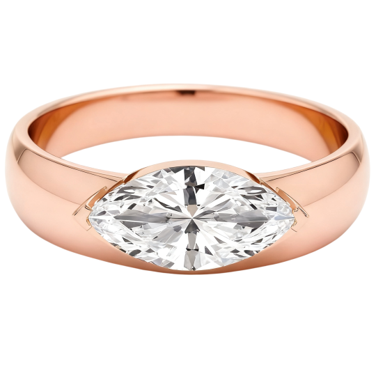 10K Rose Gold Marquise Cut Lab-Grown Diamond Custom Engagement Ring D Color VVS1 Clarity 3EX IGI Certified