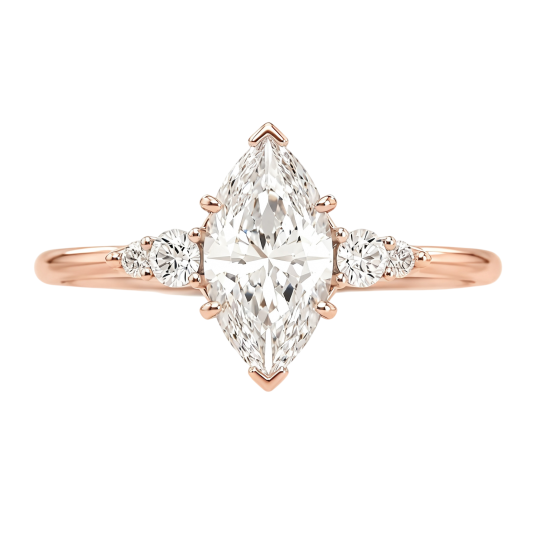 10K Rose Gold Marquise Cut Lab-Grown Diamond Custom Engagement Ring D Color VVS1 Clarity 3EX IGI Certified
