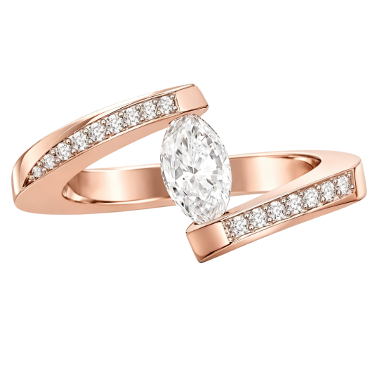 10K Rose Gold Marquise Cut Lab-Grown Diamond Custom Engagement Ring D Color VVS1 Clarity 3EX IGI Certified