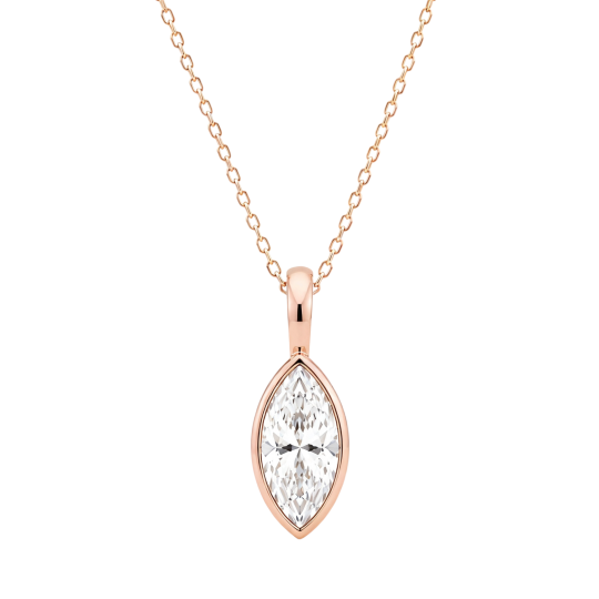 Collares de diamantes cultivados en laboratorio con diamantes talla marquesa en oro rosa de 10 quilates