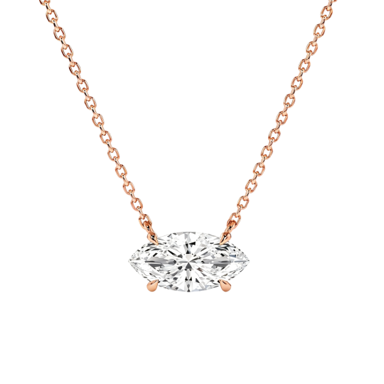 Collares de diamantes cultivados en laboratorio con diamantes talla marquesa en oro rosa de 10 quilates