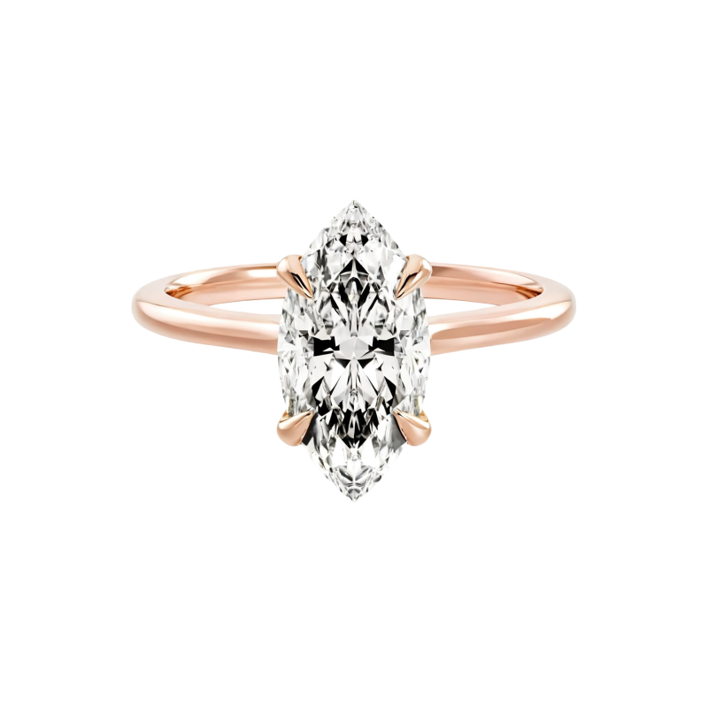 Anillo de compromiso de moissanita talla marquesa en oro rosa de 18 quilates-1