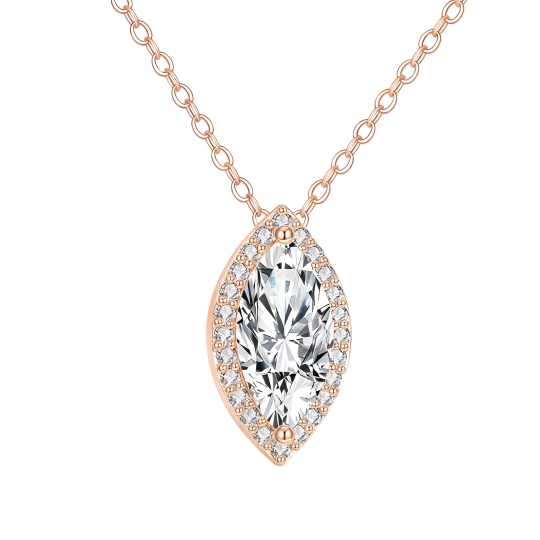 Hanger met marquise geslepen moissanite van 10 karaats roségoud.