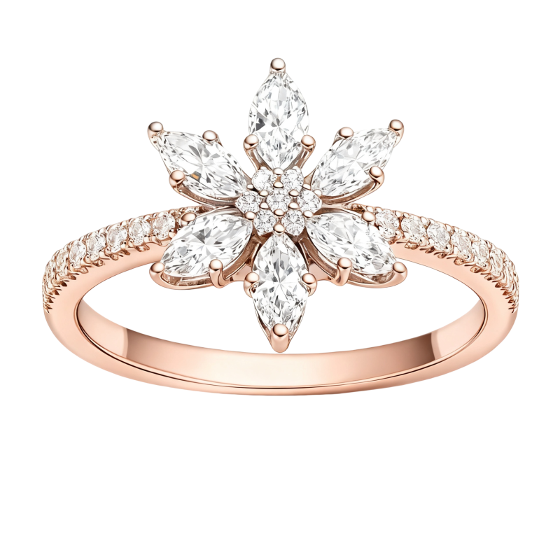 Bague de fiançailles sur mesure en or rose 10 carats avec diamant de laboratoire taille marquise-13