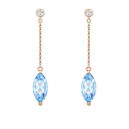 10K Rose Gold Marquise Cut Topaz Stud Earrings