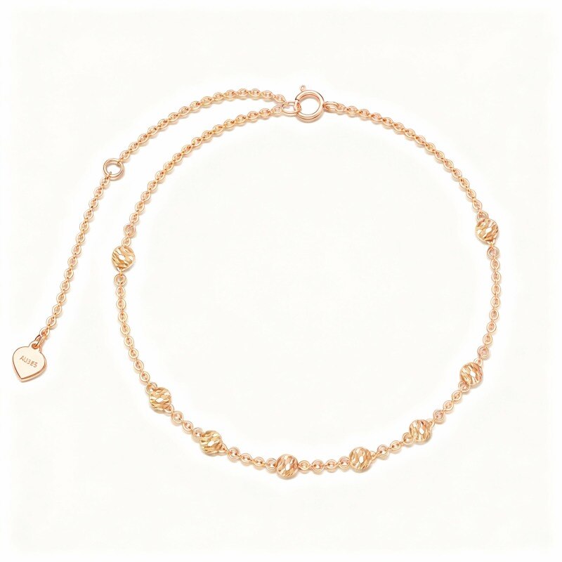 Pulsera de cuentas de metal de oro rosa de 18 quilates-1