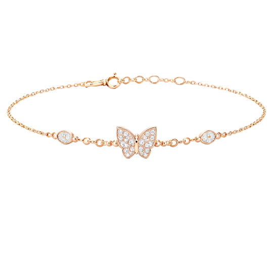 10K Rose Gold Moissanite Butterfly Charm Bracelet