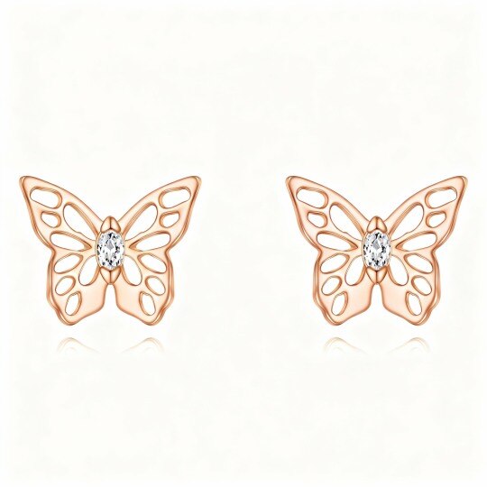10K Rose Gold Moissanite Butterfly Stud Earrings